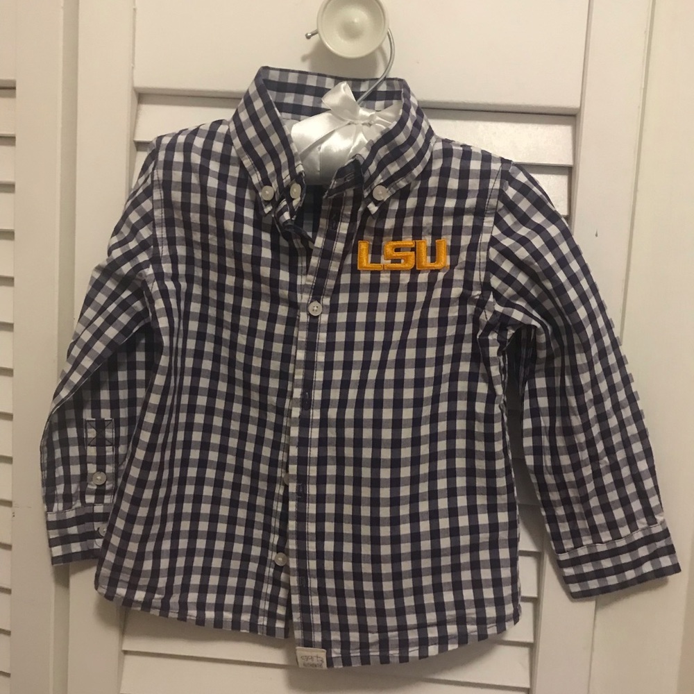 EUC Purple Check LSU Toddler Buttondown